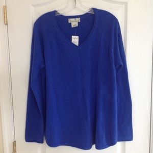 V-neck Oversize Cobalt Blue Sweater - Size M